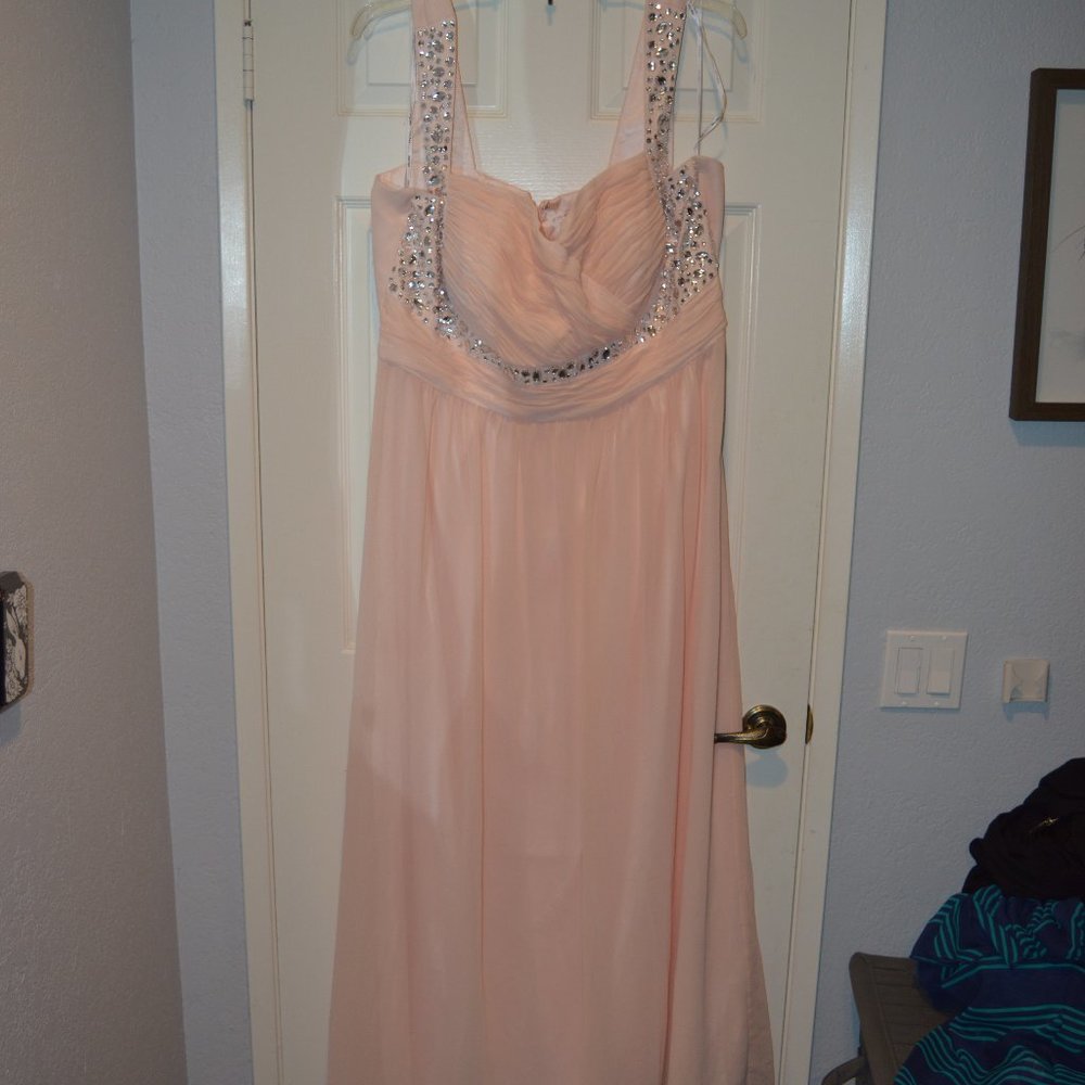 Pink Chiffon and Rhinestone Formal Dress (size 22)
